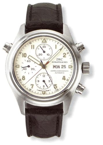 IWC Pilot's Watch Doppelchronograph Platinum / White / German / Strap IW3711-21