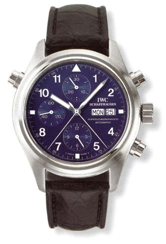 IWC Pilot's Watch Doppelchronograph Platinum / Blue / German / Strap IW3711-25