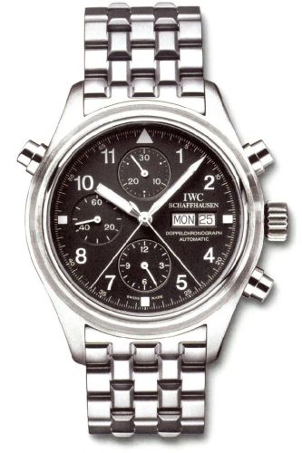 IWC Pilot's Watch Doppelchronograph Stainless Steel / Black / French / Bracelet IW3713-20
