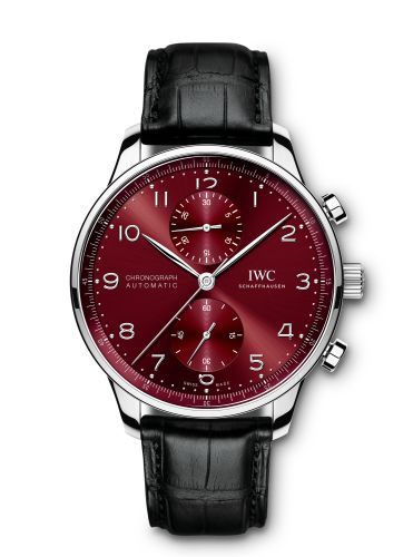 IWC Portugieser Chronograph Stainless Steel / Burgundy IW3716-16