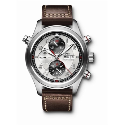 IWC Pilot's Watch Spitfire Double Chronograph Stainless Steel / Panda / Strap IW3718-02