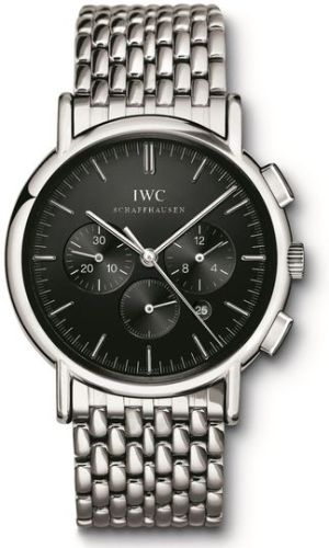 IWC Portofino Chronograph MecaQuartz Stainless Steel / Black / Bracelet IW3724-06
