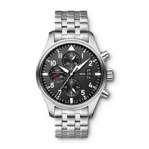IWC Pilot's Watch Chronograph Stainless Steel / Black / Bracelet IW3777-04