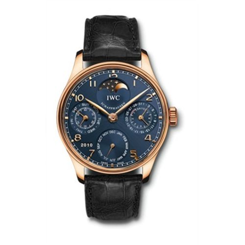 IWC Portuguese Perpetual Calendar 5022 Rose Gold / Blue IW5022-20