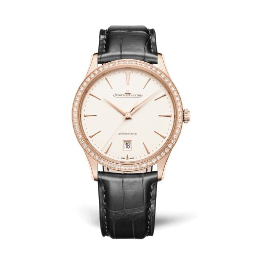 Jaeger-LeCoultre Master Ultra Thin Date Pink Gold - Diamond / Eggshell / Alligator 1232502
