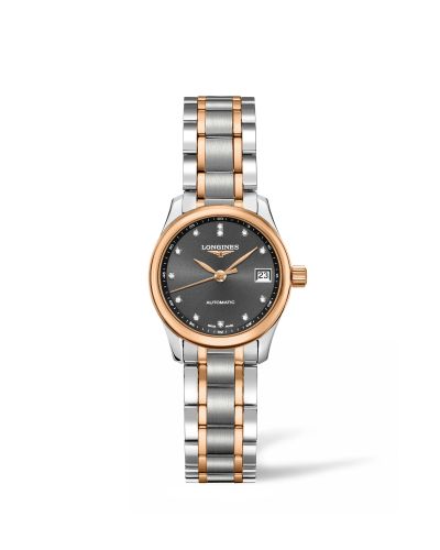 Longines Master Collection Date 25.5 Stainless Steel - Pink Gold / Grey / Bracelet L2.128.5.07.7