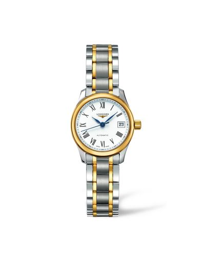 Longines Master Collection Date 25.5 Stainless Steel - Yellow Gold / White - Roman / Bracelet L2.128.5.11.7