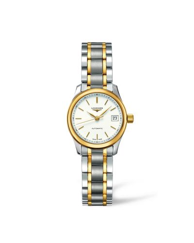 Longines Master Collection Date 25.5 Stainless Steel - Yellow Gold / White / Bracelet L2.128.5.12.7