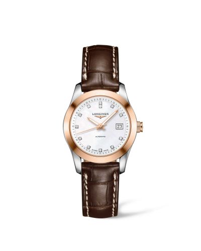 Longines Conquest Classic Automatic 29.5 Stainless Steel / Red Gold / MOP / Strap L2.285.5.87.3