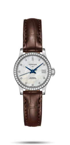 Longines Record 26mm Stainless Steel / Diamond / MOP-Diamond / Alligator L2.320.0.87.2