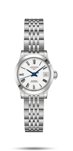 Longines Record 26mm Stainless Steel / White-Roman / Bracelet L2.320.4.11.6