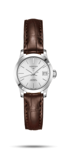 Longines Record 26mm Stainless Steel / Silver / Alligator L2.320.4.72.2