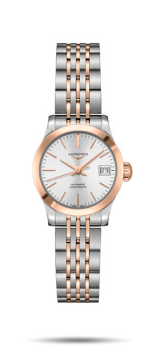 Longines Record 26mm Stainless Steel / Pink Gold / Silver / Bracelet L2.320.5.72.7
