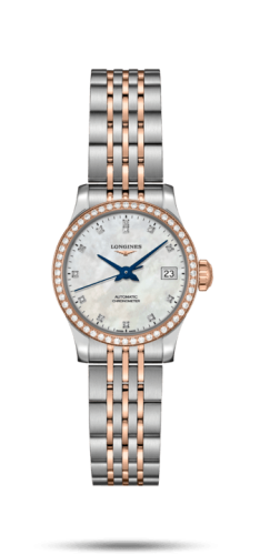 Longines Record 26mm Stainless Steel / Pink Gold / Diamond / MOP-Diamond / Bracelet L2.320.5.89.7