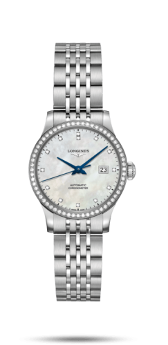 Longines Record 30mm Stainless Steel / Diamond / MOP-Diamond / Bracelet L2.321.0.87.6