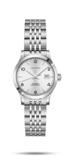 Longines Record 30mm Stainless Steel / Silver-Arabic / Bracelet L2.321.4.76.6