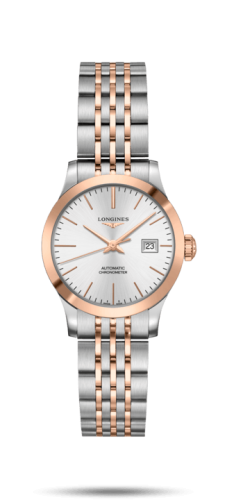 Longines Record 30mm Stainless Steel / Pink Gold / Silver / Bracelet L2.321.5.72.7