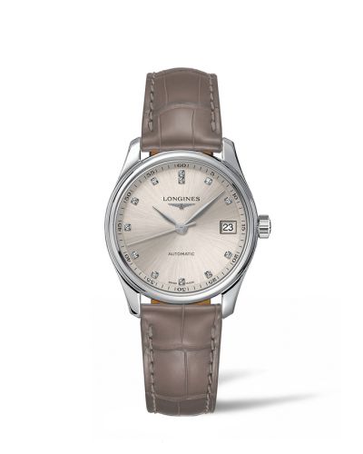 Longines Master Collection Date 34 Stainless Steel / Beige - Diamond L2.357.4.07.2