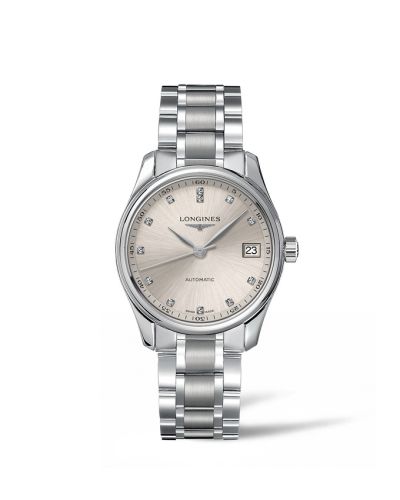Longines Master Collection Date 34 Stainless Steel / Beige - Diamond / Bracelet L2.357.4.07.6
