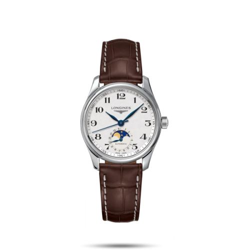 Longines Master Collection 34 Moonphase Stainless Steel / Silver / Alligator L2.409.4.78.3