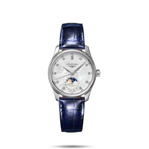 Longines Master Collection 34 Moonphase Stainless Steel / MOP / Alligator L2.409.4.87.0
