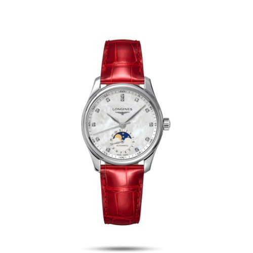 Longines Master Collection 34 Moonphase Stainless Steel / MOP / Alligator L2.409.4.87.2