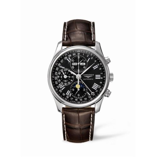 Longines Master Collection 40 Chronograph Calendar Stainless Steel / Black / Strap L2.673.4.51.5