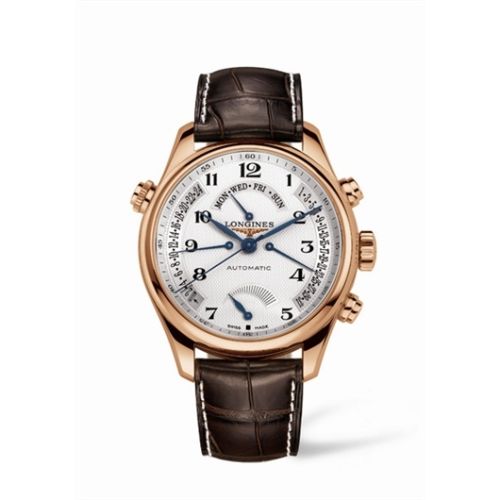 Longines Master Collection 44 Retrograde Power Reserve Pink Gold / Silver-Arabic / Alligator XL L2.716.8.78.5
