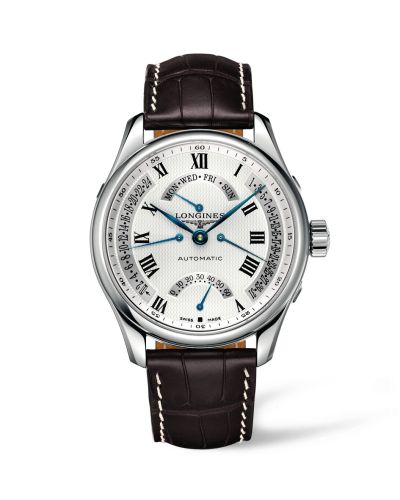 Longines Master Collection 44 Retrograde Stainless Steel / Silver-Roman / Alligator L2.717.4.71.3
