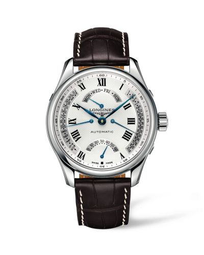 Longines Master Collection 44 Retrograde Stainless Steel / Silver-Roman / Alligator XL L2.717.4.71.5