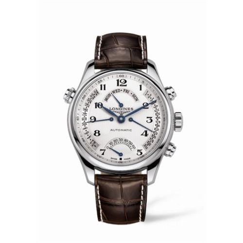 Longines Master Collection 44 Retrograde Stainless Steel / Silver-Arabic / Alligator XL L2.717.4.78.3