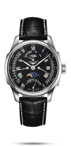 Longines Master Collection 41 Retrograde Moonphase Stainless Steel / Black Roman / Alligator XL L2.738.4.51.8