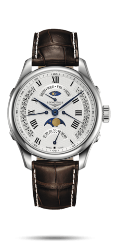Longines Master Collection 41 Retrograde Moonphase Stainless Steel / Silver-Roman / Alligator L2.738.4.71.3