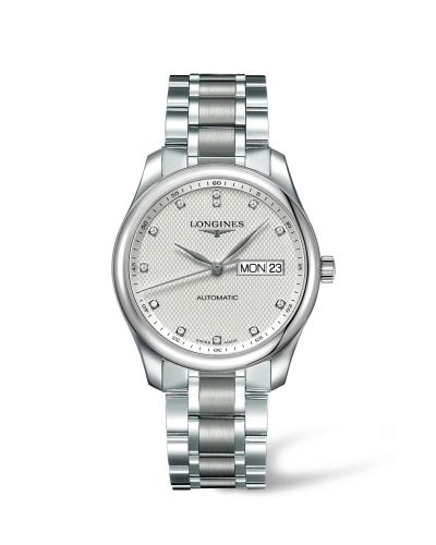 Longines Master Collection 38.5 Day Date Stainless Steel / Silver-Diamond / Bracelet L2.755.4.77.6