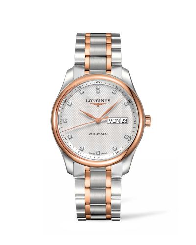 Longines Master Collection 38.5 Day Date Stainless Steel / Pink Gold / Silver-Diamond / Bracelet L2.755.5.97.7