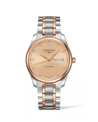 Longines Master Collection 38.5 Day Date Stainless Steel / Pink Gold / Pink-Diamond / Bracelet L2.755.5.99.7