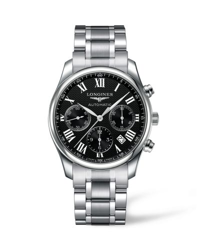 Longines Master Collection 42 Chronograph Stainless Steel / Black-Roman / Bracelet L2.759.4.51.6