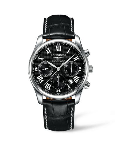 Longines Master Collection 42 Chronograph Stainless Steel / Black-Roman / Alligator L2.759.4.51.7