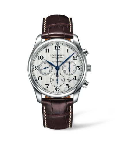 Longines Master Collection 42 Chronograph Stainless Steel / Silver-Arabic / Alligator L2.759.4.78.3