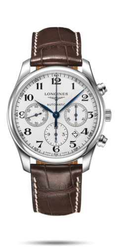 Longines Master Collection 42 Chronograph Stainless Steel / Silver-Arabic / Alligator XL L2.759.4.78.5