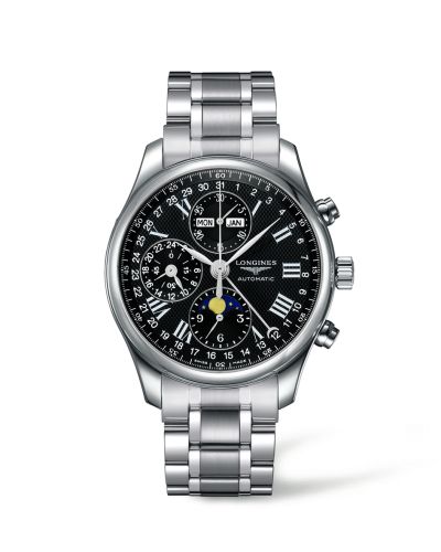 Longines Master Collection 42 Chronograph Calendar Stainless Steel / Black-Roman / Bracelet L2.773.4.51.6
