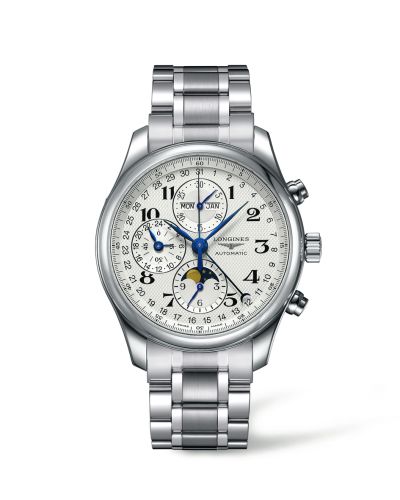 Longines Master Collection 42 Chronograph Calendar Stainless Steel / Silver-Arabic / Bracelet L2.773.4.78.6
