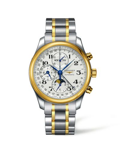 Longines Master Collection 42 Chronograph Calendar Stainless Steel / Yellow Gold / Silver-Arabic / Bracelet L2.773.5.78.7