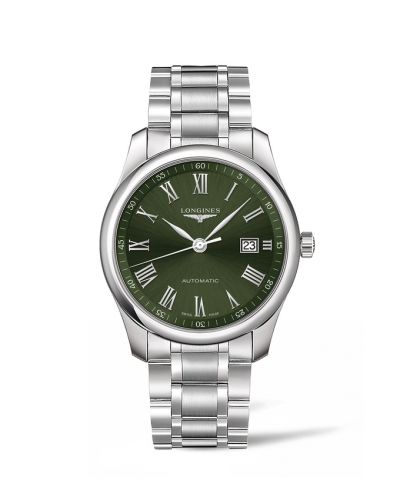 Longines Master Collection 40 Date Stainless Steel / Green - Roman / Bracelet L2.793.4.09.6