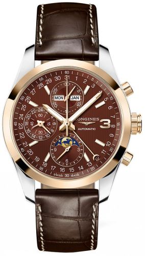Longines Conquest Classic Moonphase Stainless Steel - Red Gold / Chocolate / Triple Crown Collection L2.798.5.62.3