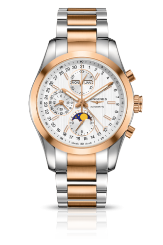 Longines Conquest Classic Moonphase Stainless Steel - Red Gold / Silver / Bracelet L2.798.5.72.7