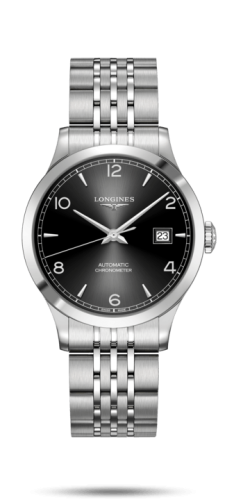 Longines Record 38.5mm Stainless Steel / Black Arabic / Bracelet L2.820.4.56.6