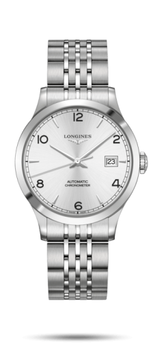 Longines Record 38.5mm Stainless Steel / Silver-Arabic / Bracelet L2.820.4.76.6