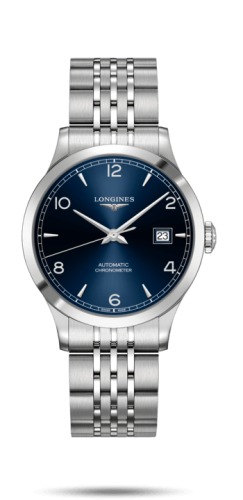 Longines Record 38.5mm Stainless Steel / Blue-Arabic / Bracelet L2.820.4.96.6