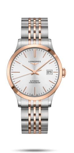 Longines Record 38.5mm Stainless Steel / Pink Gold / Silver / Bracelet L2.820.5.72.7